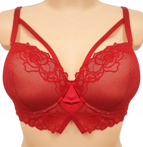 NOWY TEZENIS czerwony koronkowy biustonosz 90B