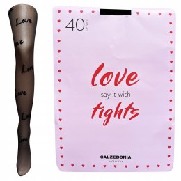 Rajstopy Calzedonia wzór napisy love czarne s/M Nowe