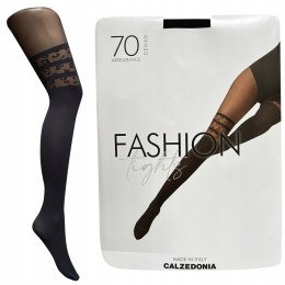 Rajstopy Calzedonia wzór zakolanówki cętki czarne s/M Nowe