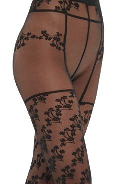 WOLFORD Floral suspender tights rajstopy czarne XS (34/36) NOWE